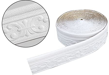 YUEMOL bordüre selbstklebend 10 m 3D Wand dekorative Fußleiste, Grenze selbstklebend wasserdicht (Color : White 10mx8cm)