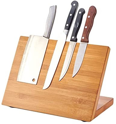 JGATW Ceppo Coltelli Portacoltelli Inclinato Magnetico Portaoggetti Universale in Legno Portautensili Multifunzione Forniture da Cucina Regalo da Cucina Porta Coltelli