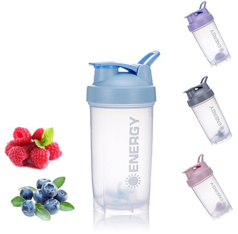 chenqi Protein Shaker Cup with Mixer Ball Gym Shaker Bottle Portable Milkshake Water Cup BPA Free, 500 ml(Blue)