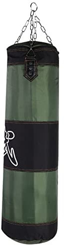 Saco de boxeo suspendido, saco pesado vacío para entrenamiento, saco de boxeo de patada, boxeo, saco de boxeo para fitness, quema de grasa, liberación de estrés (47.2 x 13.7 pulgadas, verde)