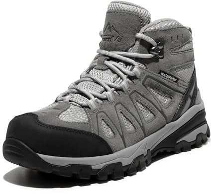NORTIV 8 Zapatos de Senderismo Impermeables Botas de Montaña Mujer Zapatillas Trekking Caza Antideslizante Ligeros al Aire Libre Transpirables,Size 40,Gris Claro,SNHB211W