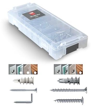 TOX L-BOXX Micro Indoor en boîte de tri empilable et encliquetable, set de chevilles avec chevilles pour plaques de plâtre Spiral et Spiral Plus + vis (à crochet) adaptées, 80 pièces, 094901805