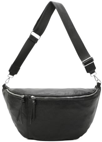 OBC Damen Tasche Crossbody Brusttasche Hüfttasche Schultertasche Umhängetasche Bauchtasche Gürteltasche Crossover Reisetasche Body Bag Kunstleder Schwarz XXL