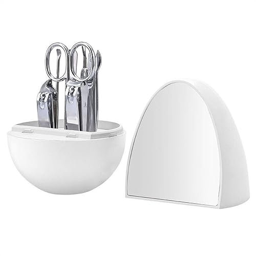 XUCHIL Nagelknipser Geschenkset Nagelknipser-Set, 8-teilig, Maniküre- und Pediküre-Set, professionelles Pflegeset, persönliche Nagelpflege-Werkzeuge mit eiförmigem Reiseetui (Color : White Set)