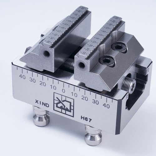H67-SF Self-Centering Vise with 60° Dovetail Jaws | 105x67x70mm (4.13x2.64x2.76) | 1.4T Clamping Force | 58-62 HRC Hardened Steel