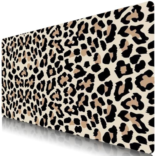 TUOLISG Mauspad XXXL Gaming Mauspad 120x600mm,Mousepad Groß,Schreibtischunterlage mit Rutschfester Gummibasis,verbessert Präzision und Geschwindigkeit -Leopard