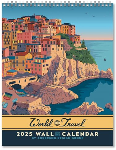 Americanflat 2025 Wall Calendar - World Travel Poster Design - 10x13 Large Wall Calendar - 12 Month Hanging Calendars for Home or Office - 2025 Calendars for Planning and Organization