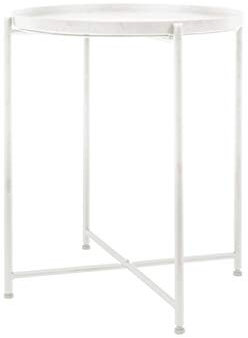 CZAOERXB Beistelltisch, moderner Teetisch, runder Couchtisch, Nachttisch, Couchtisch, Tabletttisch, Sofa-Beistelltisch, Ecktisch (Farbe: Weiß)