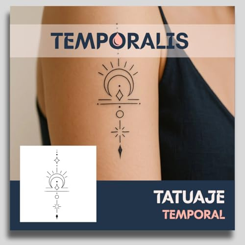Fake Tattoo Sternzeichen – Temporalis® | Temporäre Tattoos für Erwachsene – EU-zertifizierte Kosmetik, vegan & wasserfest – Hält 1 bis 2 Wochen [ Waage – S-Long ]