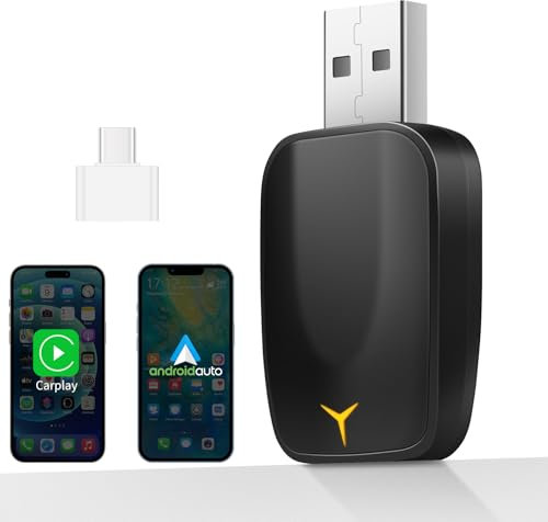 Adaptateur sans Fil pour CarPlay et Android Auto, 2 en 1 Stick Convertir Android Auto/CarPlay Filaire en sans Fil, Adapté aux Voitures avec AA et CarPlay, Plug & Play, USB C/A, Mini et Stable