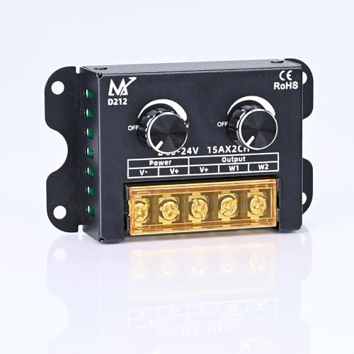 TOPAI LED Dimmer Controller Doppel Schalter DC5V/12V/24V LED Dimmschalter | 2 unabhängige Kanäle, PWM Dimmung, Maximalstrom 30A für Einfarbige Lampe, Streifen