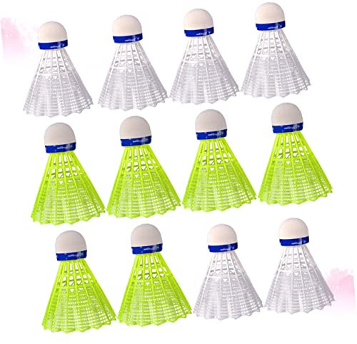 Kisangel Badminton-federbälle Aus Nylon 12 Stück Sportbedarf Übungszubehör Für Schüler Teenager Gelb/weiß