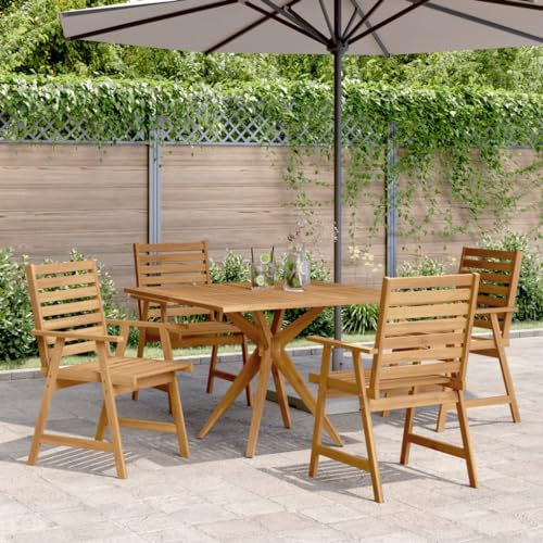WKIEQACO Gartenmöbel-Set, 5-teilig, Massivholz, Akazie