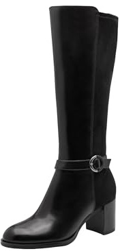 Tamaris Femme Damen Long Boot Heel 1-25512-45 Botte Haute Jusqu'au Genou, Noir, 41 EU