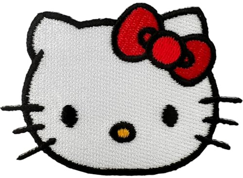 Kitty-Aufnäher zum Aufbügeln oder Aufnähen, Motiv: Katze, Kawaii, Cartoon, japanischer Anime, bestickt, Abzeichen für Tasche, Pyjama, Kleid, Decke, T-Shirt, Denim, Jeans, Jacke, Hut, Rucksack