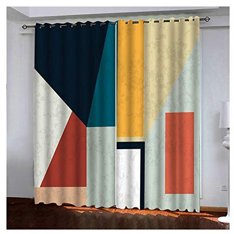 Tende oscuranti in poliestere fonoassorbente geometrico interno blu tende 132 x 115 cm 2 pannelli