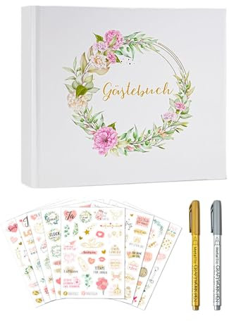 Uhngw Hochzeits-Gästebuch - Hochzeitsalbum Mit Aufklebern & Gestaltungsmöglichkeiten - Erinnerungstafel Für Unterschriften Zu Abschlussfeiern, Geburtstagen, Verlobung & Jubiläen