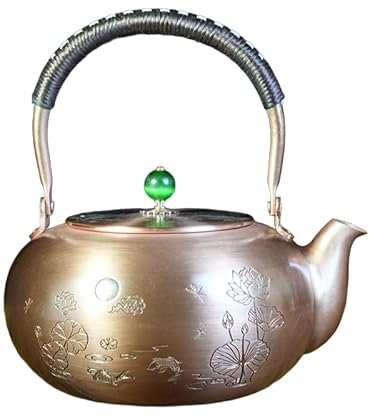 Teiera grande a forma di zucca fatta a mano in rame per piano cottura, bollitore tradizionale turco, design durevole ed elegante per la produzione di birra domestica