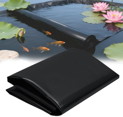 Lámina para estanque, 2 x 6 m, grosor de 0,5 mm, color negro, HDPE para estanques, para estanques de peces, fuentes, cascadas, estanques de jardín, estanques de estanques