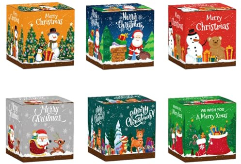 GreatRise 18 Stück Weihnachten Geschenkboxen, 7×7×7cm, Kleine Geschenkkarton mit Deckel Würfel Geschenkschachtel Weihnachtsboxen für Süßigkeiten Kuchen Schokolade Geschenkverpackung #B