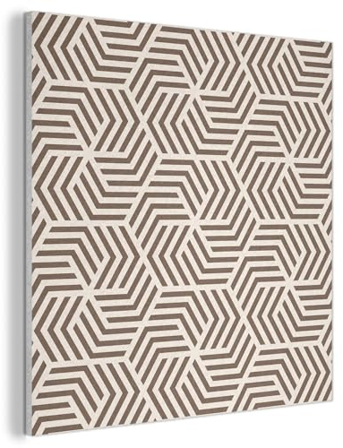 MuchoWow© Akustik Wandpaneele 50x50 cm Filz Wanddeko Wohnzimmer Aesthetic Room Decor Deko Zimmer Wandbilder Modern Schalldämmung Bild Beige - Braun - Muster - Streifen