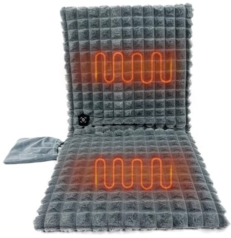 Coussin Chauffant Siege Bureau, Couvre-Sièges Chauffants 35 °c-55°c Chauffage Rapide Avec Arrêt Automatique Portable épais Et Doux Heating Pad Pour Dos, Lombaires, Hanches, 45x90cm (Gris)