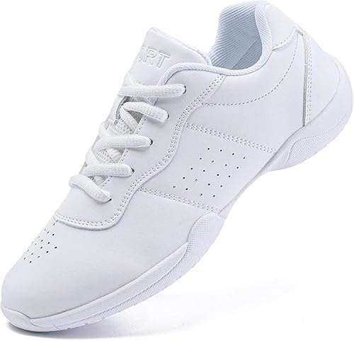 YHYLRON White Cheer Shoes for Girls and Women Breathable Cheerleading Shoes Lightweight Non-Slip Athletic Dance Fitness Tennis Training Sneakers