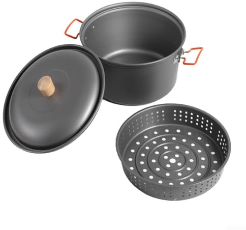 DAZZLEEX Portable Aluminum Stew and Boil Pot 7.5L for Camping and Picnics, Large Capacity Outdoor Cooking Pan for Stewing or Boiling, Lightweight Cookware for Tr