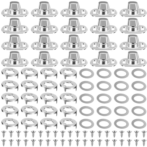 TTYSHIP® 20 Jeux de Œillets Ovales Twist Verrouiller, Fixations à Verrouillage Rotatif de Qualité Marine avec 40 Vis pour Fixation de Bâche