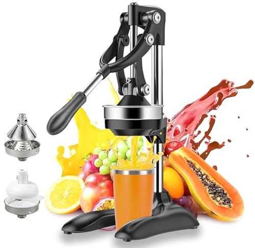 Exprimidor Manual CíTricos Acero Inoxidable, Hierro Fundido Grado Comercial, para Naranja, LimóN, Lima Y Granada, Alto Rendimiento, Sin Electricidad, FáCil de Usar(A)