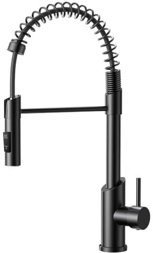 Robinet Cuisine, Mitigeur Évier à Arc Élevé avec Douchette Extensible 360° Pivotant,Mitigeur Cuisine avec Deux Fonctions De Pulvérisation Mitigeur Cuisine Robinet Evier Acier Inox (Noir)