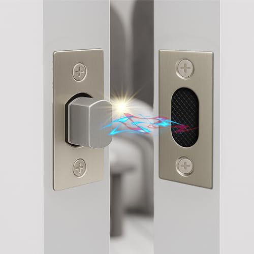 Mega Handles Magnetic Tubular Door Latch, External Magnetic Latch, Standard Replacement Fits Most Door Handles & Knobs, Satin Nickel