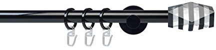JalousieCrew Gardinenstange 20 mm Stilgarnitur Vorhangstange Farbe schwarz - 1 - läufig - Länge 120-240 cm (240 cm)
