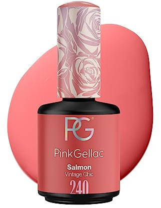 Pink Gellac UV Gel Nagellack - 240 Salmon 15 ml - Lang Anhaltend UV Nagellack Rosa - Gel UV für 14 Tage Nägel in Salonqualität - Made in Holland