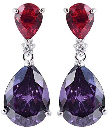 RIZILIA CELEBOX Orecchini Donna a Goccia CZ Oro Pietra Portafortuna | Multicolore Pietra Portafortuna Zircone, 18K Placcato Oro Bianco Orecchini Pendenti, Ipoallergenici, Confezione Regalo