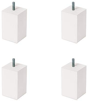 4un. Pata pie mueble en madera de haya lacada con pintura blanca. Altura 100mm forma cuadrada