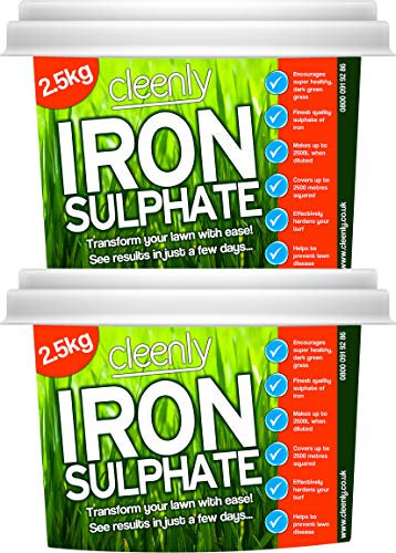 Cleenly Iron Sulphate for Lawns 5kg (Makes up to 5000L When Diluted & Covers up to 5000m2) Pure Lawn Tonic Ferrous Sulphate of Iron Lawn Greener and Turf Hardener