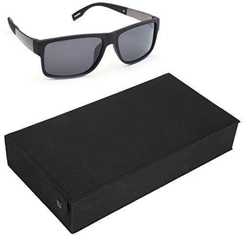 Scatola Portaoggetti per Occhiali, 5 Scomparti Scatola per Occhiali Con Bottoni, Vetrina Protettiva per Occhiali da Sole, Organizer per Gioielli da Viaggio (Nero)