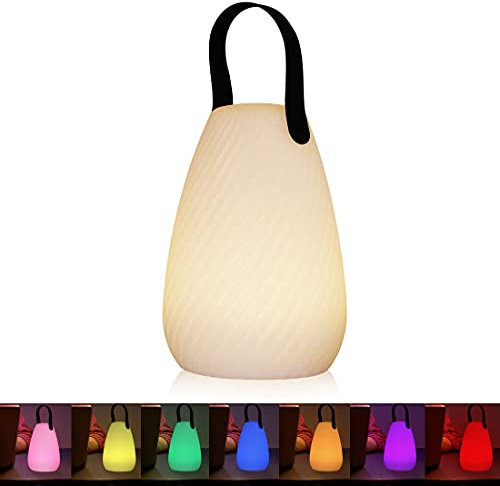 uuffoo Lampe de Table Extérieure, Lampe de Jardin Portative, LED étanche Rechargeable sans Fil Multicolore Dimmable Lampe de Chevet LED, Terrasse, Lanterne Intérieure (Sergé)
