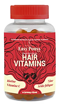 EASY POUSS | Hair Vitamines | Apporte du Boost à vos Cheveux | Fortifie et Stimule la Pousse de vos Cheveux | Sublime votre Peau et vos Ongles | Fabriqué en France | Végan | 60 Gummies