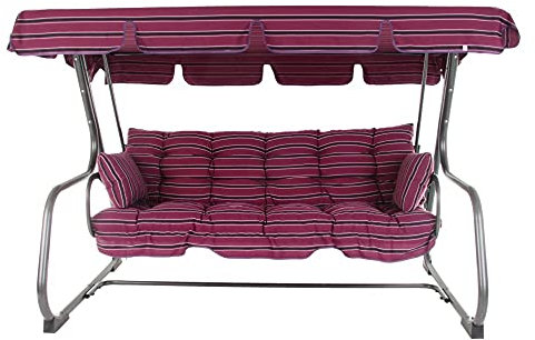 PATIO Hollywoodschaukel mit Liegefunktion 170 cm Parma mit Auflagen Sonnendach Seitenkissen 3 Sitzer auf Federkern violett