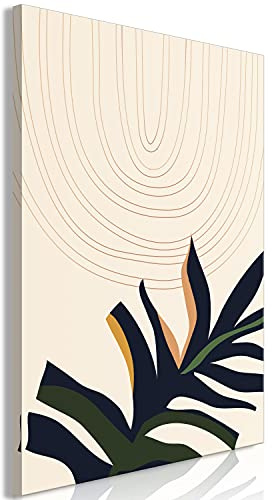 murando Cuadro Acústico Abstracto 60x90 cm espuma acústica absorbe | sonido aislamiento lienzo de 1 pieza Impresión Artística Decoración de Pared Imagen Hojas Monstera geométrico