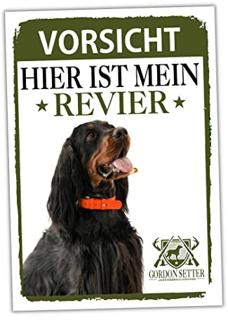Gordon Setter Schild Revier Jagd Türschild Hundeschild Warnschild Hund Black Setter Jäger Geschenkidee lustiger Spruch Hundemotiv Aluminium Wetterfestes Hundeschild