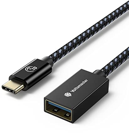 Yottamaster USB3.1 Gen 2 Type C to USB A OTG Cable, 10Gbps USB C Male to USB A Femal Adapter Cable Converter (0.3m)
