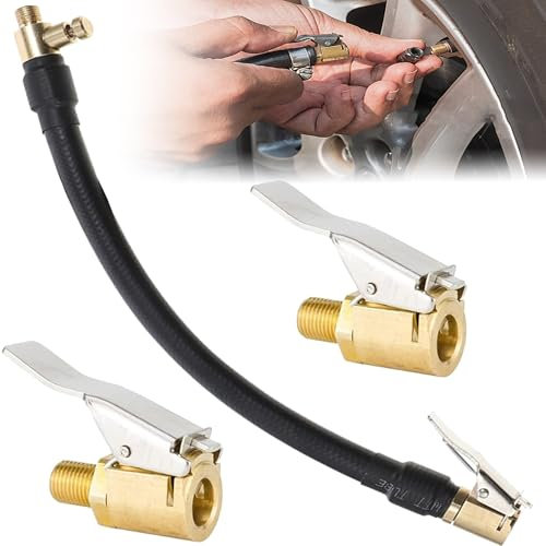 YUEMING Estensione della valvola, 40 cm, gonfiatore per valvola auto, spina a leva, con 2 adattatori per valvola auto, bicicletta, moto