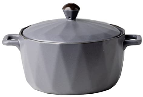 Pirofila for Lasagne Pirofile Rotonde in Ceramica Grandi e Profonde con Coperchi A Prova di Forno, Manico for Padelle in Ceramica con Coperchio-verde-35oz 1000ml ( Color : gray , Size : 35oz 1000ml )