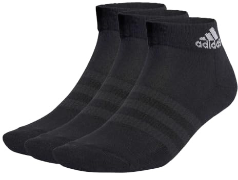 adidas Mixte Cushioned Sportswear Ankle Socks 3 Pairs, Black / White, 6.5-8