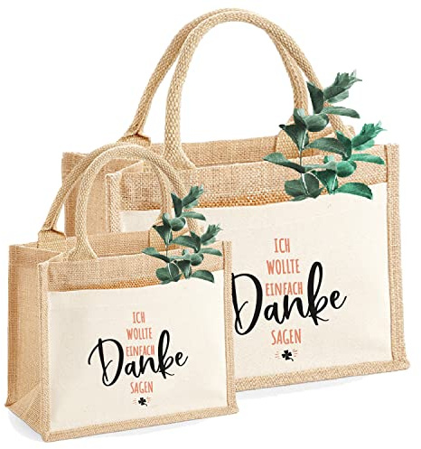 AMBERGER DESIGN Jute-Tasche Ich wollte einfach DANKE-Sagen personalisiert diverer größen