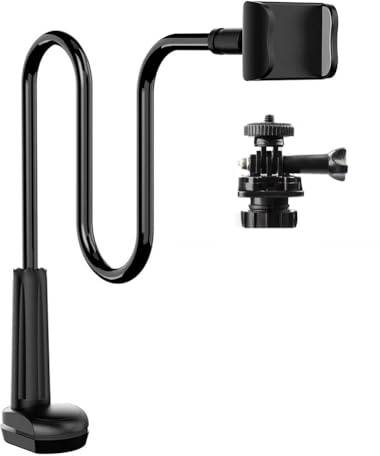 Jauarta Freistehender Webcam-Halter, Webcam-Ständer, Telefonhalter mit Universellen 1/4-Zoll-Schrauben, Flexibler Arm, 360-Grad-Schwanenhals-Halterung Schreibtisch, Bett und Handy