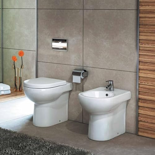 Yellowshop - CLARY Set coppia sanitari a terra vaso rimless e bidet con coprivaso soft-close